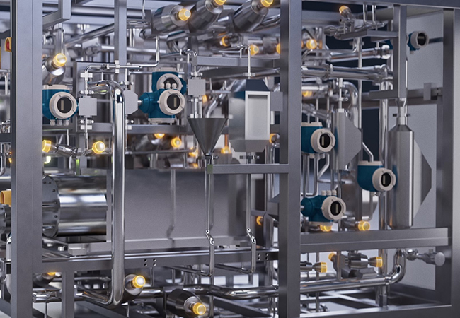 Detailed view of buffer inline conditioning skid, components in steel frame