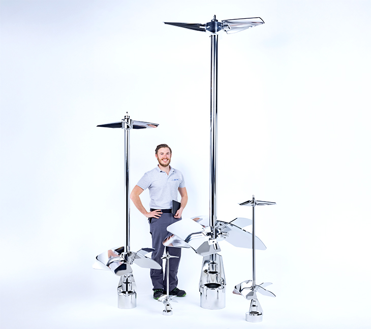 Large impellers in comparison to a persons size.